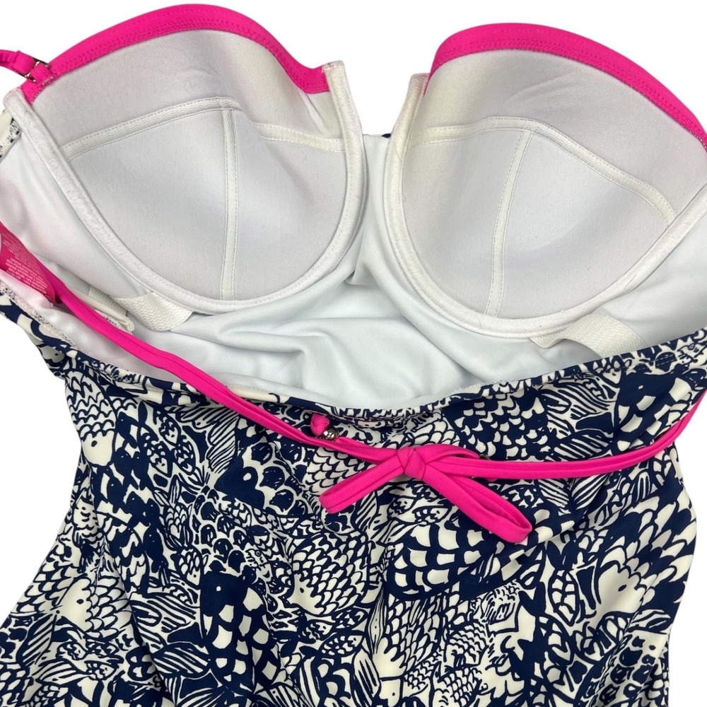 Lilly Pulitzer for Target Swimsuit XL Pink Navy Fish Print Retro Preppy Beach - Picture 5 of 8